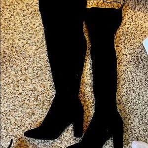 Suede over the knee thigh high boots with heel
